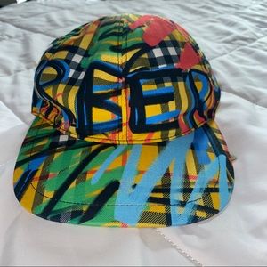 Burberry scribbled graffiti checked cap